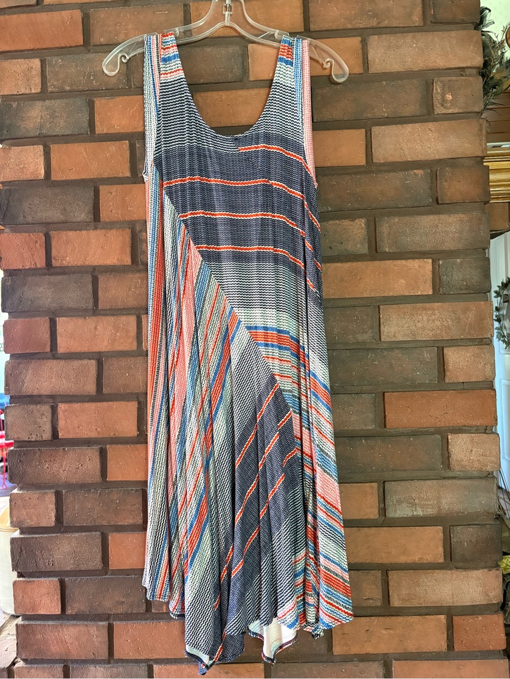 Weston Wear Striped Sleeveless Maxi Dress in Blue, Coral & White
